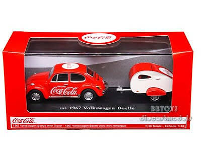 1/43 Coca-Cola VW Beetle with Teardrop trailer - Red