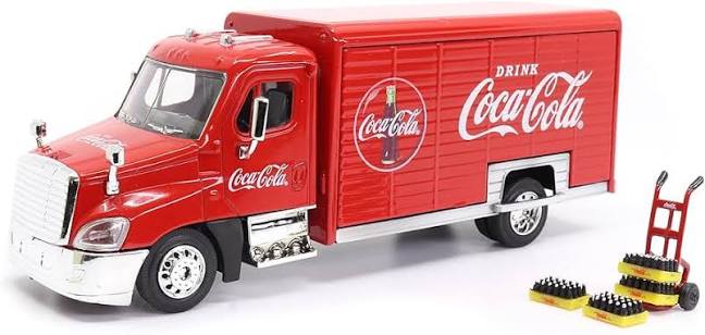 1:50 Coca-Cola Beverage Delivery Truck with 2 Sliding Doors & Accessories Red
